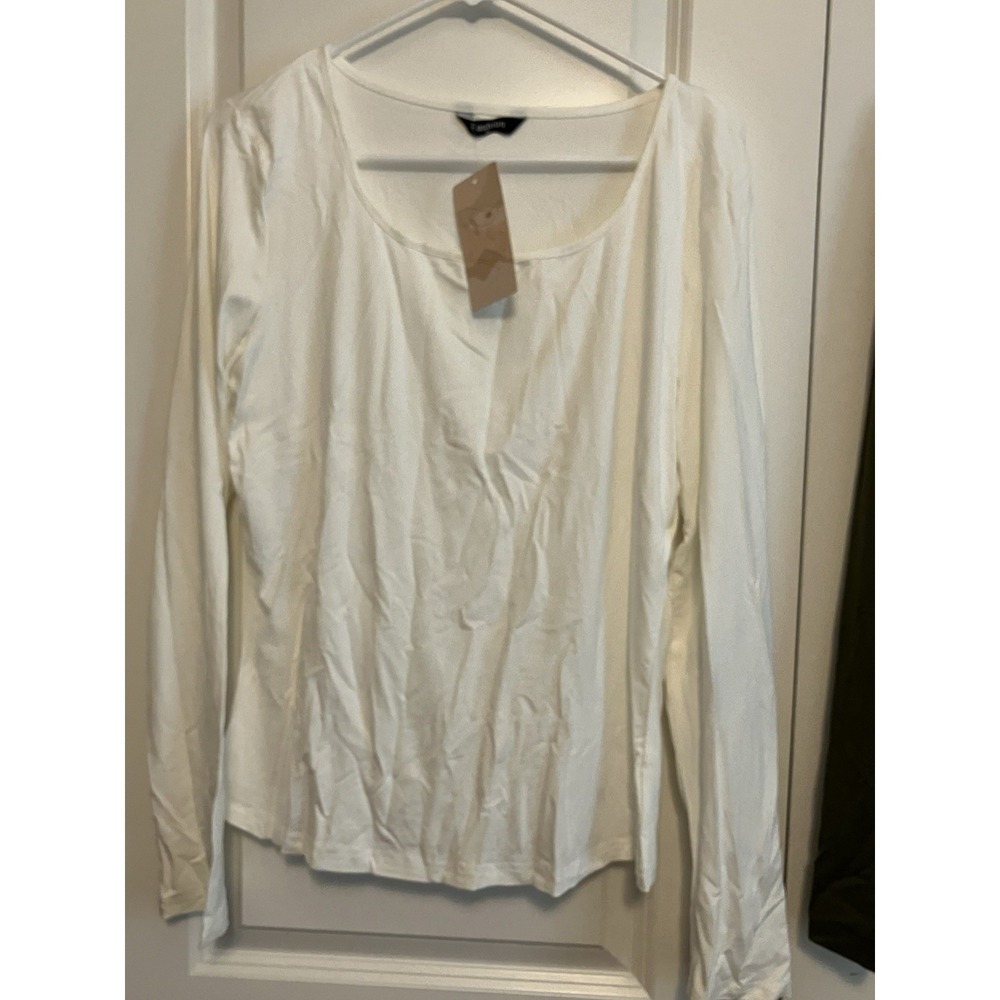 Unbranded Long Sleeve Shirt Women XL White NWT Scoop Neck Basic C1213